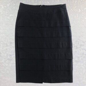 Sakkas Chic Black Pencil-Fit Mini Skirt with Tiered Ruffles Size S